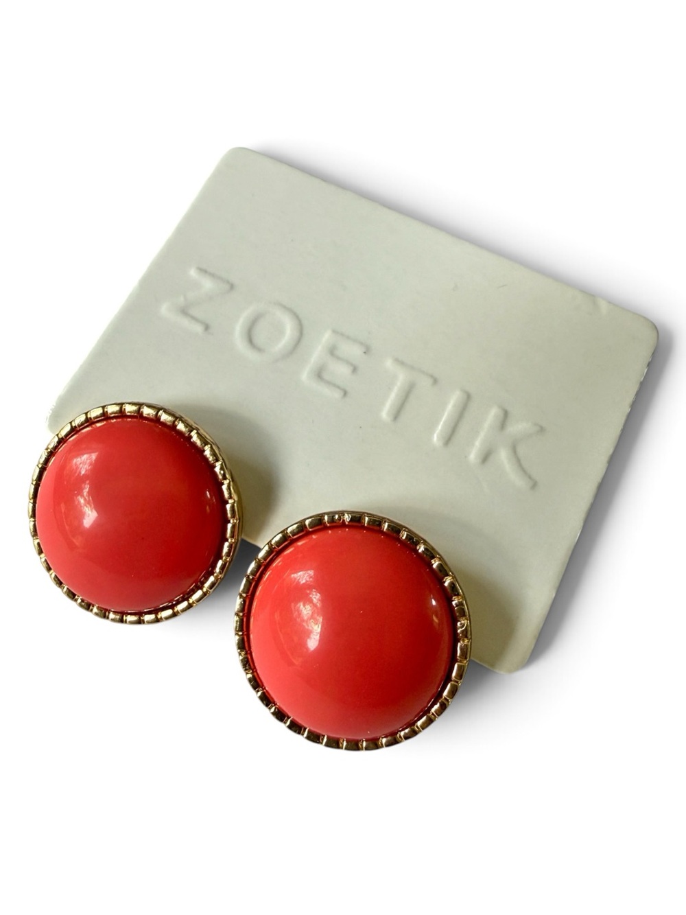 Zoetik Gold-Tone Coral Dome Stud Earrings NWT - Picture 5 of 10